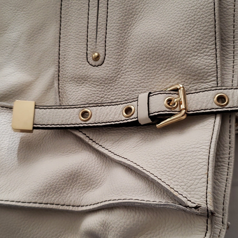 New Bag Leather Satchel Shopper Tote WHITE HandBag Purse NWT - Picture 14 of 16